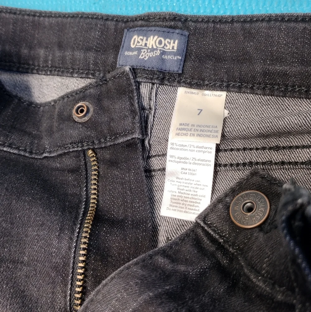 NWT OshKosh Boy's Slim Stretch Jeans Black Size 7